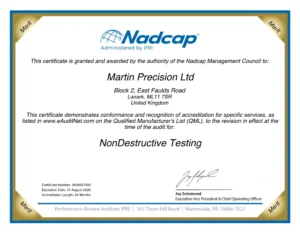 Martin Precision Certificate Nadcap (Aerospace) NonDestructive Testing audit # 237492